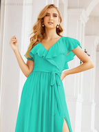 Bridesmaid Dresses with Flutter Sleeves Formal Evening Party Prom Gowns 28044-numbersea