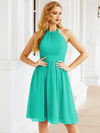 Numbersea Neckholder-Brautjungfernkleid aus Chiffon, kurz, ärmellos, formelles Partykleid, offener Rücken, 28023