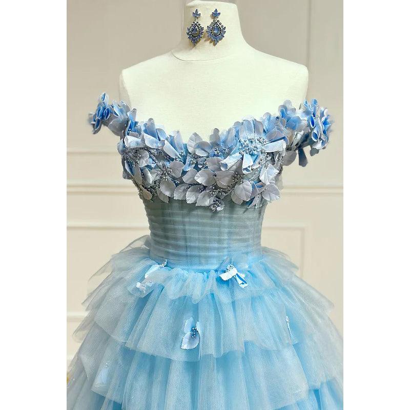 Glamouröses und dramatisches schulterfreies ärmelloses A-Linien-Tüll-Abendkleid für formelle Partys