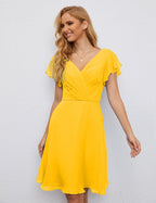Numbersea Chiffon Bridesmaid Dress V Neck Short Cocktail Gowns For Juniors Homecoming Dresses 28077