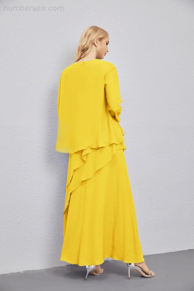 Mother of Bride Dresses with Open Front Lightweight Cardigan Formal Prom Gown 28081-numbersea