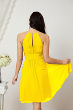 Halter Bridesmaid Dresses Knee Length A Line Formal Evening Party Cocktail Dress 28011