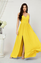Numbersea Neck Bridesmaid Dresses Chiffon Long Spaghetti A-line Formal Prom Gown for Wedding Party Evening 2801-numbersea
