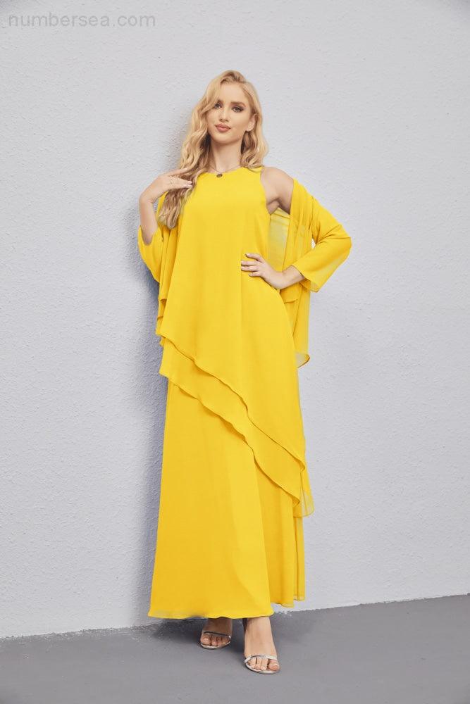 Mother of Bride Dresses with Open Front Lightweight Cardigan Formal Prom Gown 28081-numbersea