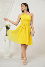 Numbersea Women Chiffon Short One Shoulder Bridesmaid Dress Formal Dresses For Party Homecoming 2804