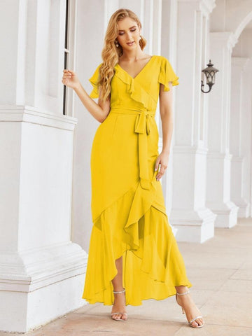 Numbersea Ruffled Bridesmaid Dresses Mermaid Formal Violin Evening Party Prom Gowns 28042-numbersea
