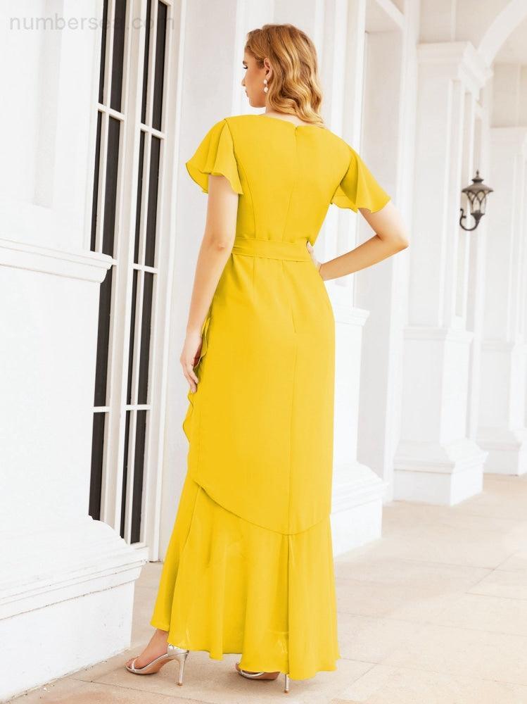 Numbersea Ruffled Bridesmaid Dresses Mermaid Formal Violin Evening Party Prom Gowns 28042-numbersea