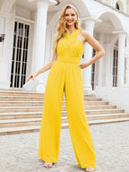 Numbersea Crisscross Neck Jumpsuit Formal Evening Dress Long Bridesmaid Dresses Bell-bottomed Pants 28033-numbersea