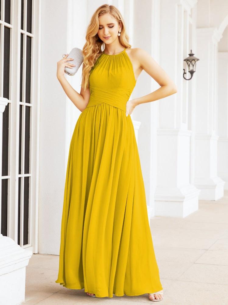 Numbersea Sleeveless Bridesmaid Dresses Long Prom Gown Zipper with Keyhole Back 28056-numbersea