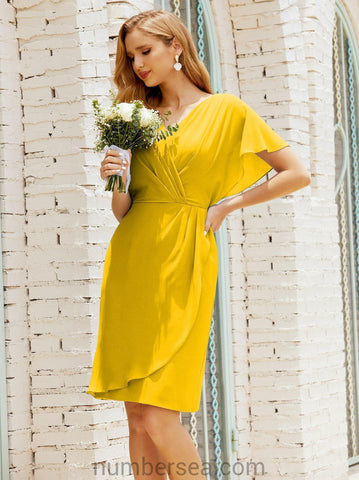 Homecoming Dresses Knee Length Sleeveless Prom Gowns 28021 Bright Yellow