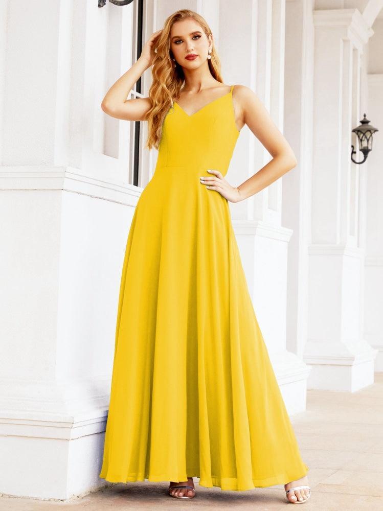 Numbersea Spaghetti Strap Bridesmaid Dresses V Neck Butterfly Back Fromal Evening Party Prom Gown 28036-numbersea