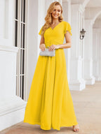 Numbersea Formal Prom Gowns for Mother of The Bride Cap Sleeves Bridesmaid Dress 28047-numbersea
