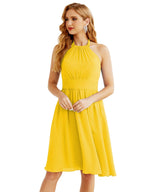 Numbersea Neckholder-Brautjungfernkleid aus Chiffon, kurz, ärmellos, formelles Partykleid, offener Rücken, 28023