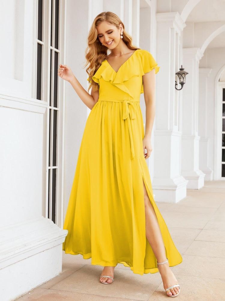 Bridesmaid Dresses with Flutter Sleeves Formal Evening Party Prom Gowns 28044-numbersea