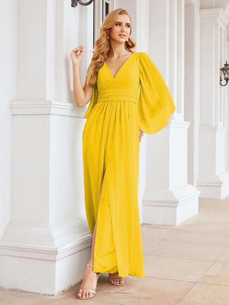 Numbersea Bridesmaid Dresses with Split for Wedding Party Flutter Sleeves 28045-numbersea