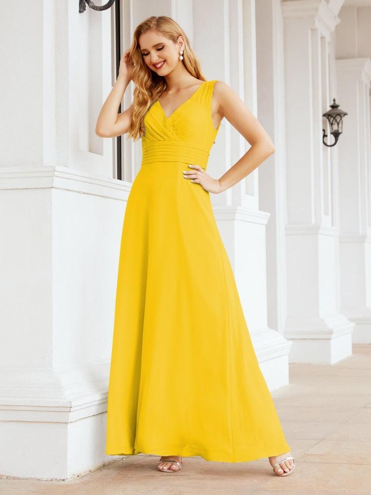 Formal Prom Gown Elegant V-Neck Sleeveless Bridesmaid Dresses for Wedding Party 28037-numbersea