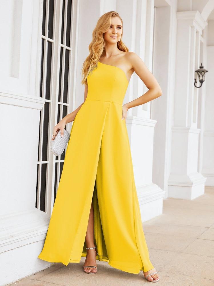 Numbersea Women's One Shoulder Formal Prom Gowns for Mother of The Bride Side Slit Bridesmaid Dresses 28052-numbersea