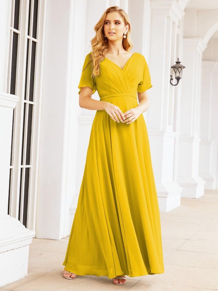 Numbersea Formal Prom Gowns for Mother of The Bride Short Sleeves Bridesmaid Dress 28049-numbersea