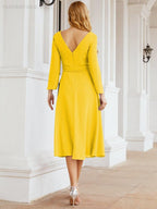 Bridesmaid Dress V-Back Waist Belt Mother of the Bride Wedding Guest 28031-numbersea