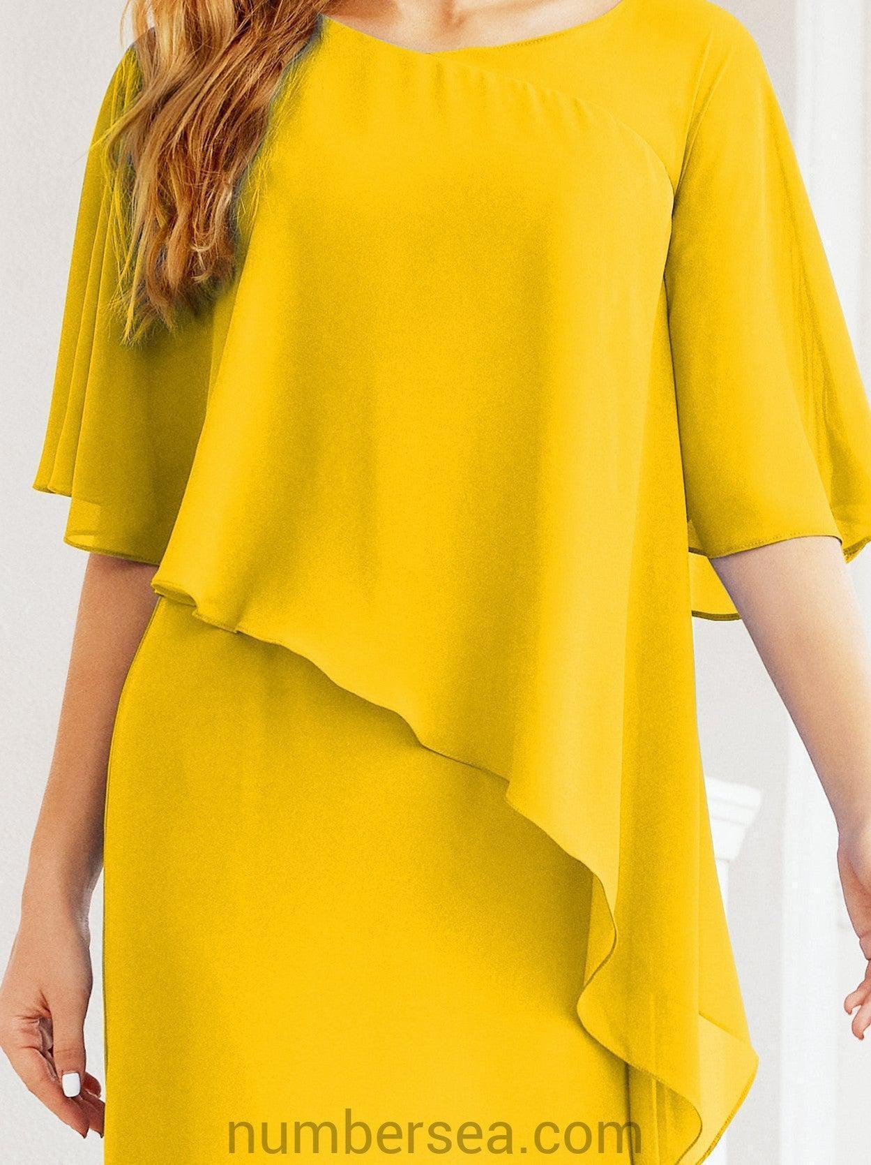 Numbersea Formal Party Gown Dress Long Chiffon Mother Of The Bride Dresses With Ruffle Cape 28026