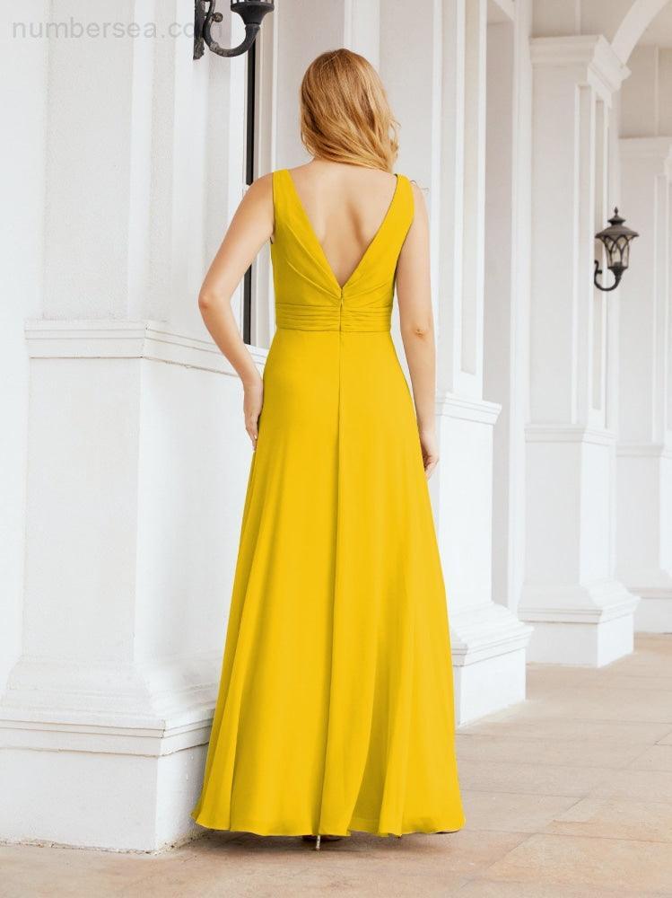 Numbersea Bridesmaid Dresses for Wedding Ruffles Long Formal Prom Gowns 28039-numbersea