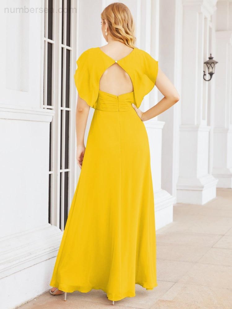 Numbersea Bridesmaid Dresses Cape Formal Prom Dress Open Back Gowns for Mother of The Bride 28058-numbersea