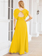 Numbersea Bridesmaid Dresses Cape Formal Prom Dress Open Back Gowns for Mother of The Bride 28058-numbersea