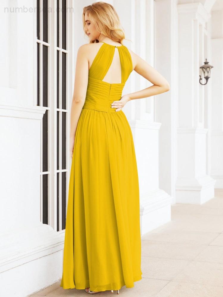 Numbersea Sleeveless Bridesmaid Dresses Long Prom Gown Zipper with Keyhole Back 28056-numbersea