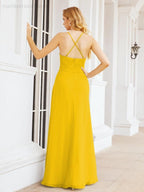 Numbersea Halter Bridesmaid Dresses with Pockets Sleeveless Formal Evening Party Prom Gowns 28055-numbersea