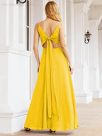 Numbersea Spaghetti Strap Bridesmaid Dresses V Neck Butterfly Back Fromal Evening Party Prom Gown 28036-numbersea