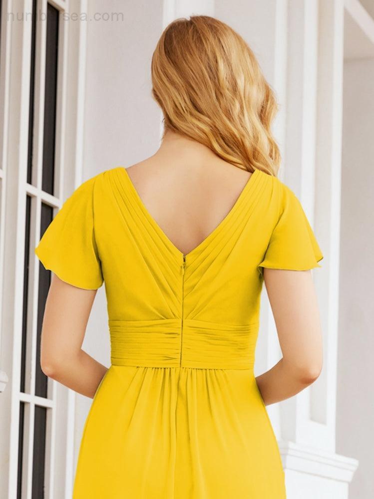 Numbersea Formal Prom Gowns for Mother of The Bride Cap Sleeves Bridesmaid Dress 28047-numbersea