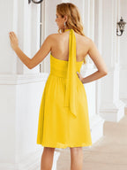 Numbersea Neckholder-Brautjungfernkleid aus Chiffon, kurz, ärmellos, formelles Partykleid, offener Rücken, 28023