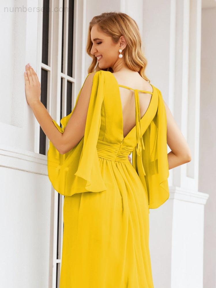 Numbersea Bridesmaid Dresses with Split for Wedding Party Flutter Sleeves 28045-numbersea