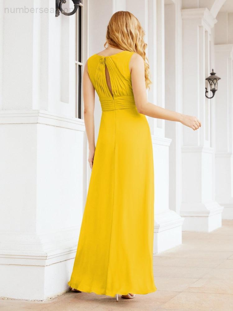 Formal Prom Gown Elegant V-Neck Sleeveless Bridesmaid Dresses for Wedding Party 28037-numbersea