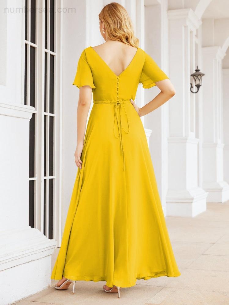 Numbersea Formal Prom Gowns for Mother of The Bride Short Sleeves Bridesmaid Dress 28049-numbersea