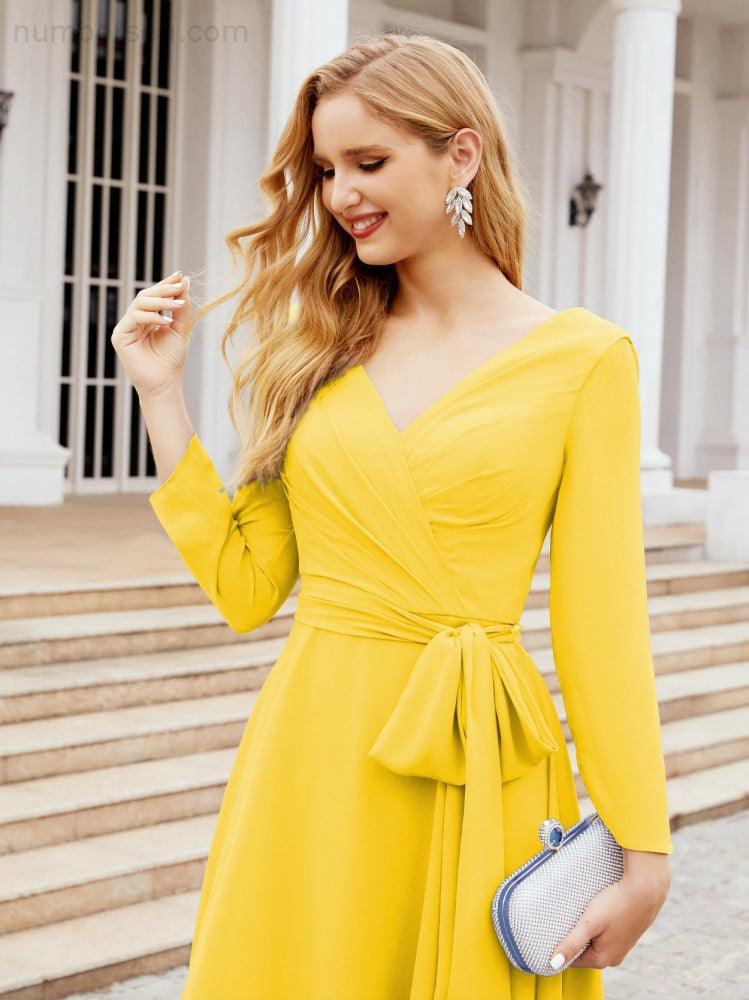 Bridesmaid Dress V-Back Waist Belt Mother of the Bride Wedding Guest 28031-numbersea