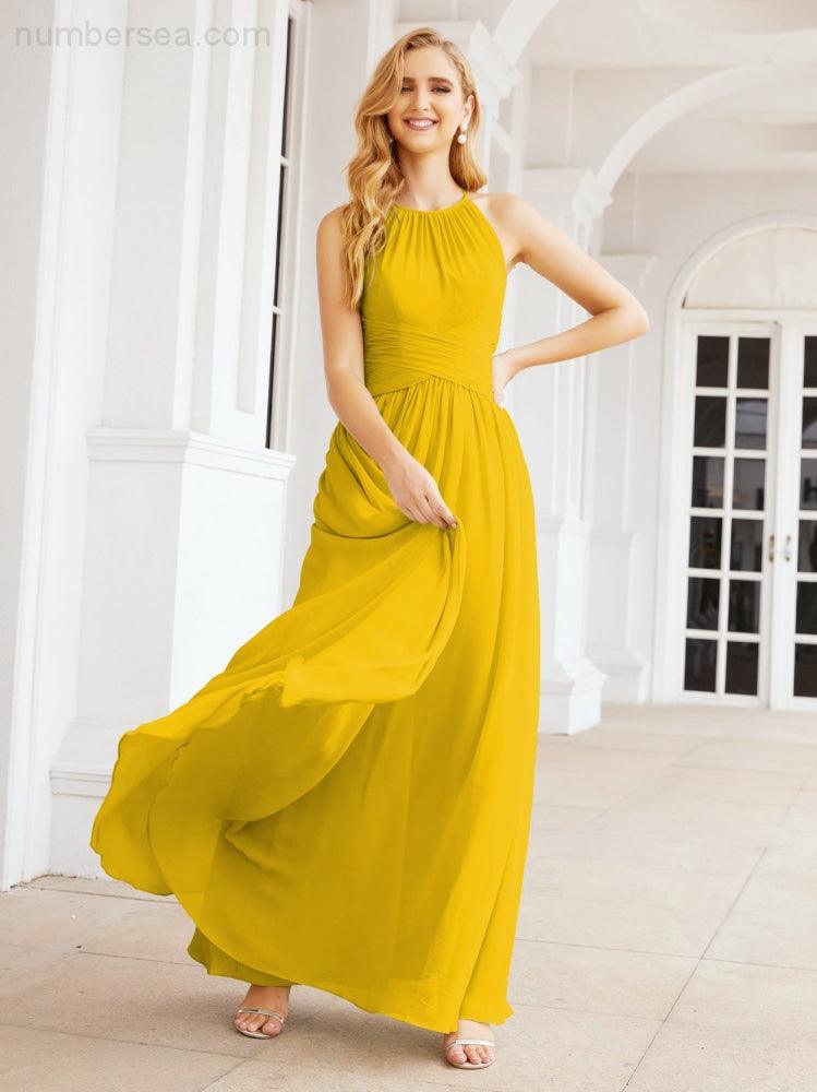 Numbersea Sleeveless Bridesmaid Dresses Long Prom Gown Zipper with Keyhole Back 28056-numbersea