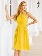 Numbersea Neckholder-Brautjungfernkleid aus Chiffon, kurz, ärmellos, formelles Partykleid, offener Rücken, 28023