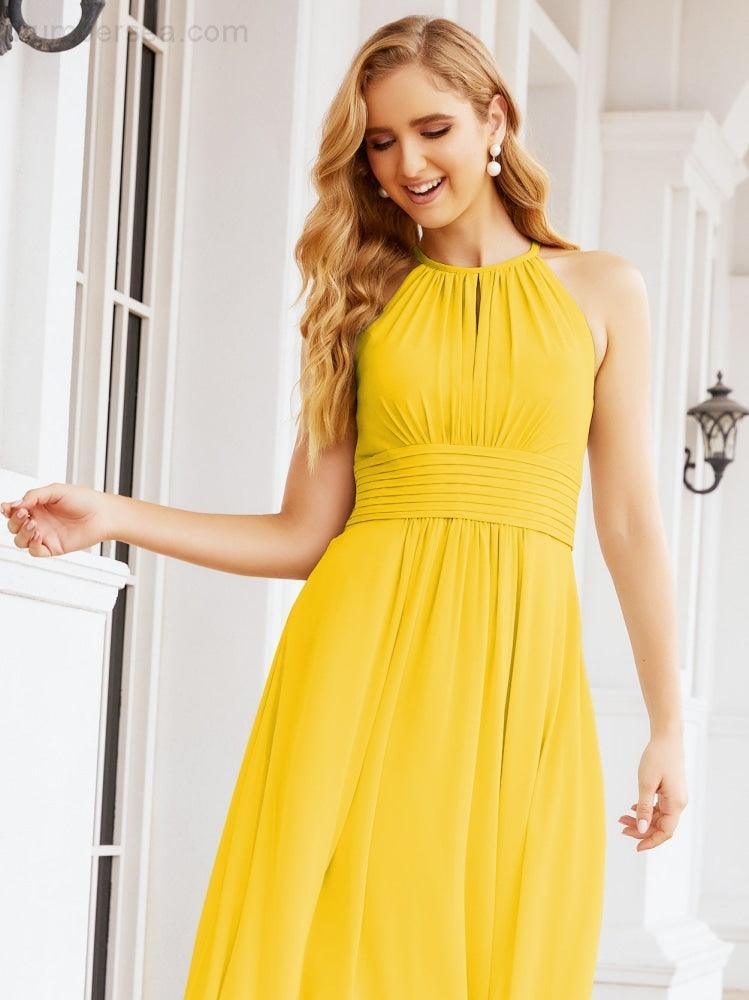 Keyhole Bridesmaid Dresses Sleeveless Formal Evening Party Prom Gowns 28043-numbersea