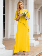 Numbersea Formal Party Gown Dress Long Chiffon Mother Of The Bride Dresses With Ruffle Cape 28026