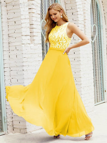 Lace Bridesmaid Dress Floor Length Evening Gowns with Pockets 28017-numbersea