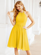 Numbersea Neckholder-Brautjungfernkleid aus Chiffon, kurz, ärmellos, formelles Partykleid, offener Rücken, 28023