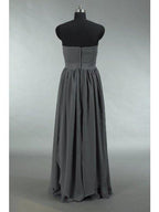 NumberSea - Convertible Dark Grey Chiffon Bridesmaid Dress A - line One Shoulder Halter - neck Strapless Sweetheart