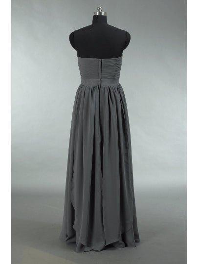 NumberSea - Convertible Dark Grey Chiffon Bridesmaid Dress A - line One Shoulder Halter - neck Strapless Sweetheart