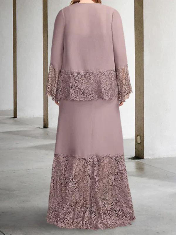 Vestidos de madre de la novia con encaje, abertura en la costura, tubo y chaqueta