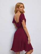 Numbersea Chiffon Bridesmaid Dress V Neck Short Cocktail Gowns For Juniors Homecoming Dresses 28077