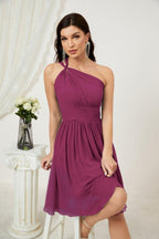 Numbersea Women Chiffon Short One Shoulder Bridesmaid Dress Formal Dresses For Party Homecoming 2804