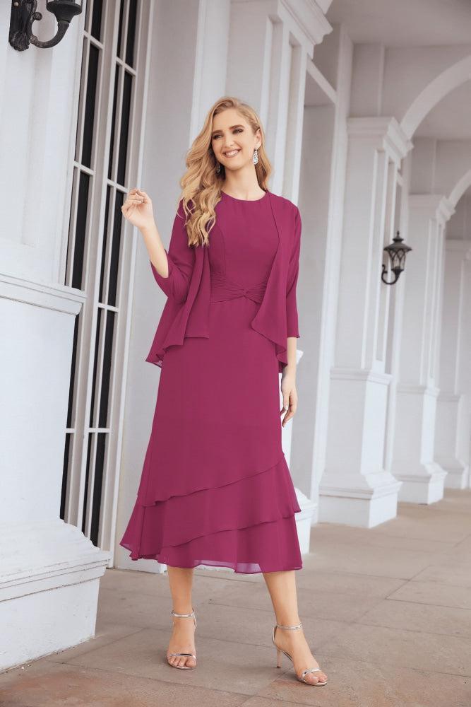 Two-Piece A-Line Mother Of The Bride Dress Formal Party Gown 28072 Jester Red