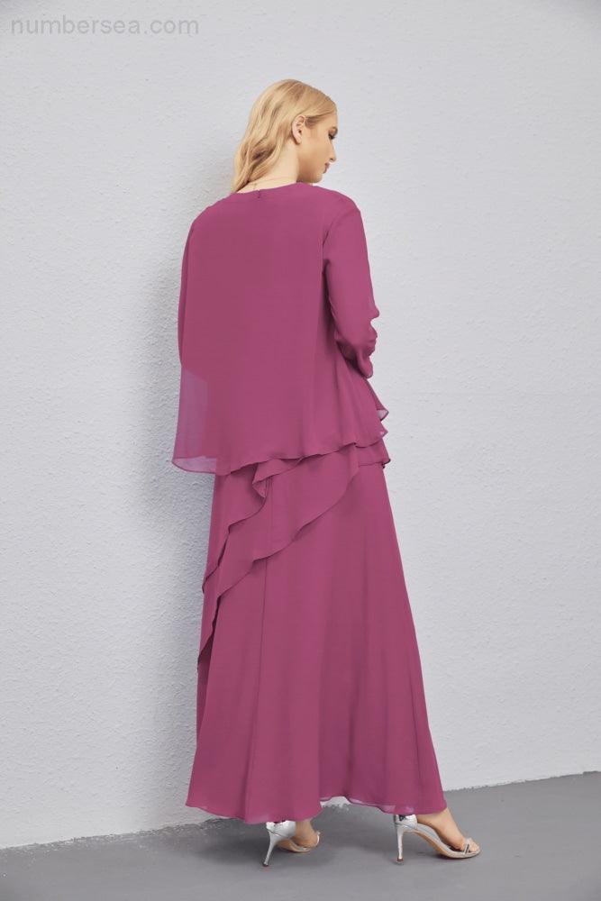 Mother of Bride Dresses with Open Front Lightweight Cardigan Formal Prom Gown 28081-numbersea