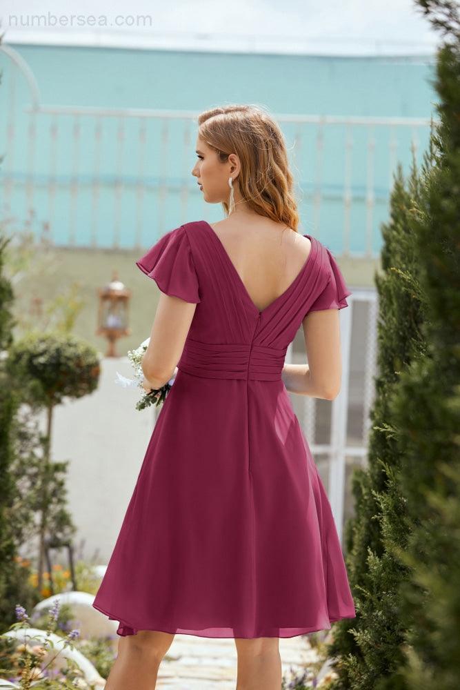 Neck Chiffon Bridesmaid Dresses Formal Cocktail Prom Gown Homecoming 28013